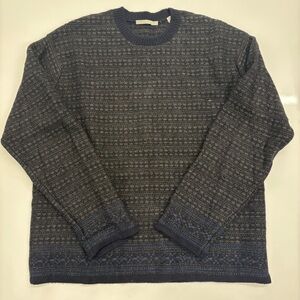 Vince Men’s Nordic Fair Isle Crewneck Sweater Size L Gray Blue